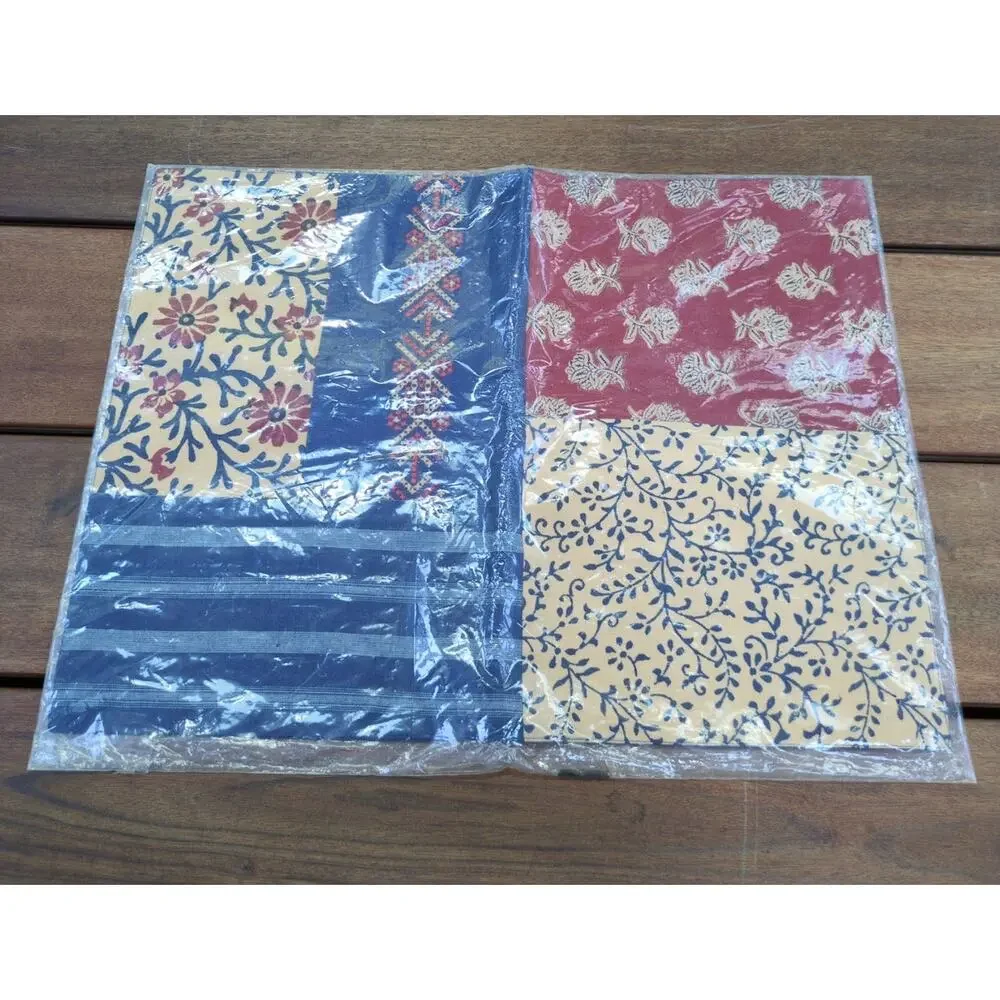 Set of 4 Mismatched April Cornell Placemats Boho Paisley Floral Cotton Linen